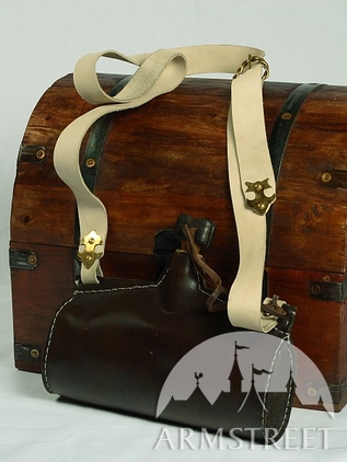 Mittelalter Feldflasche Aus Leder, Handarbeit
