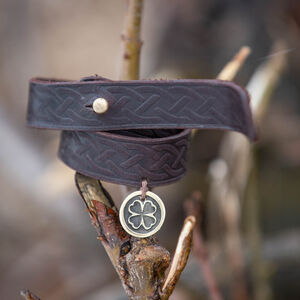 Irisches Lederarmband mit keltischer Symbolmünze „Leprechaun”
