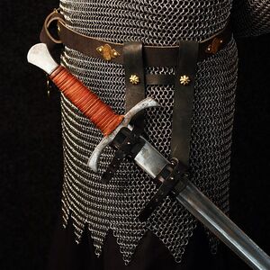 Mittelalter: Schwarze Schwertgehänge Mit Bronzenen Nieten