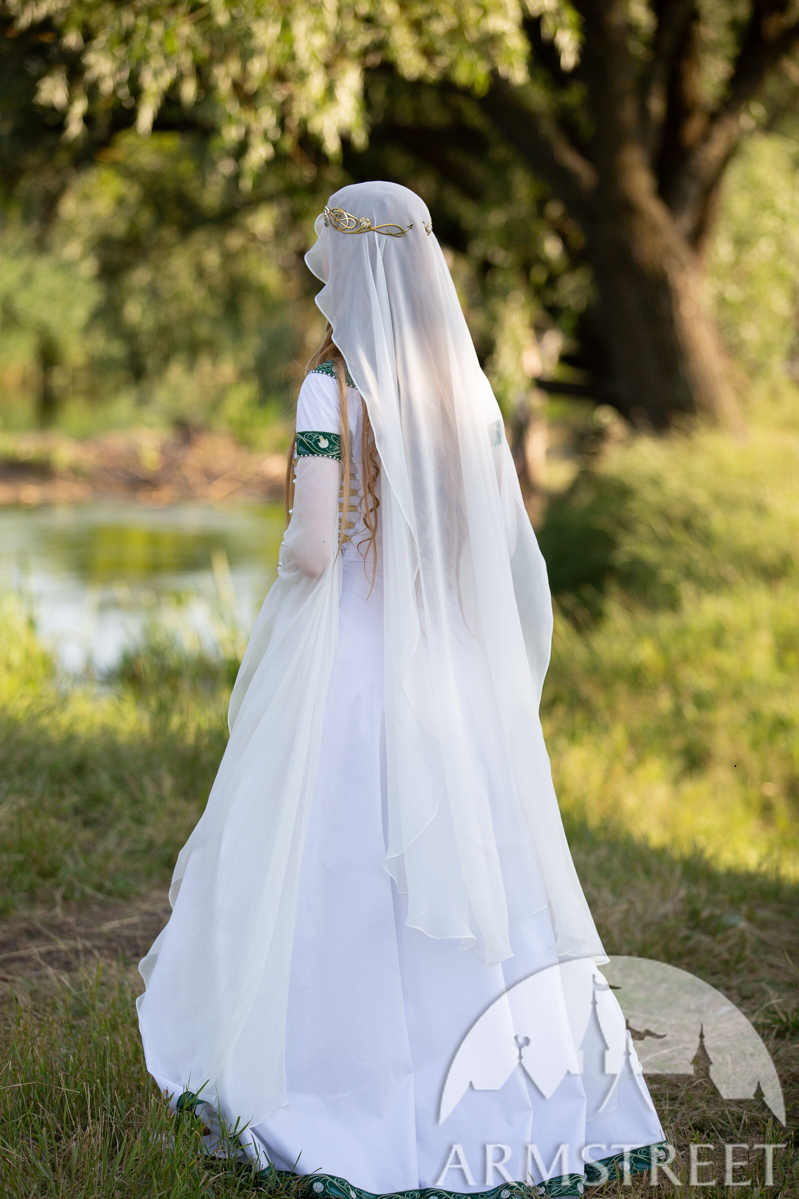 Mittelalter Renaissance Gewand Brautkleid Robe Kostüm Eloise Ecru-Weiss XS-60