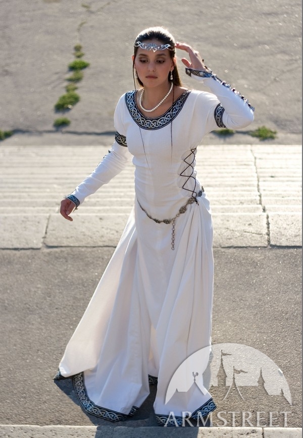 EpicArmoury Bauernkleid Weiß Beige Kleid Damen Mittelalterkleid LARP S-XL