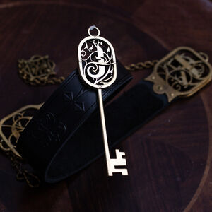 Anpassbarer Schlüssel aus Messing „Schlüssel und Symbole“ | Buchstabenelement - „D“
