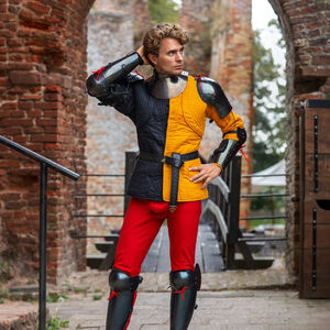 Funktioneller Standplattenkragen „Söldner“ aus Federstahl, Nackenschutz für Harnischfechten