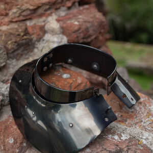 Funktioneller Standplattenkragen „Söldner“ aus Federstahl, Nackenschutz für Harnischfechten