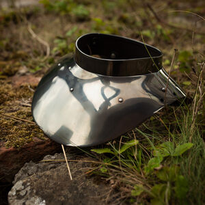 Funktioneller Standplattenkragen „Söldner“ aus Federstahl, Nackenschutz für Harnischfechten