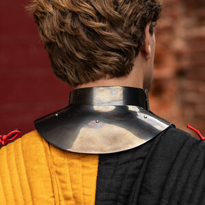 Funktioneller Standplattenkragen „Söldner“ aus Federstahl, Nackenschutz für Harnischfechten