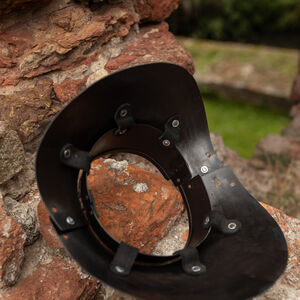 Funktioneller Standplattenkragen „Söldner“ aus Federstahl, Nackenschutz für Harnischfechten