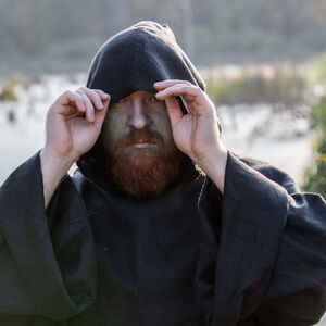 Halloween Fantasy Mönch Kleidung: schwarze Robe, Kapuze und Taschen