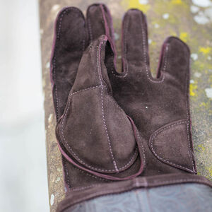 HEMA-Fechthandschuhe aus gepolstertem Leder mit geprägtem Bündchen „Raubvogel”