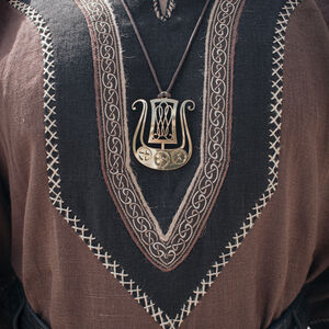 Kurzärmelige Wikinger-Leinentunika mit Borte, Handnähten und Akzenten „Ingvar der Seemann“