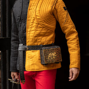 Ledertasche mit emaillierter Messing-Kunstplatte „Bär“