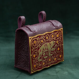 Ledertasche mit emaillierter Messing-Kunstplatte „Bär“