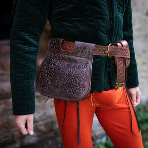 Ledertasche mit Taschen und Bärenprägung