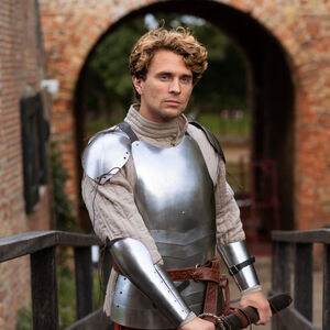 Leichte Armschienen aus Federstahl mit integrierten Ellbogenkacheln „Heckenritter” für WMA Harnischfechten