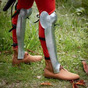 Leichte Beinschienen mit Knieschützern aus Federstahl „Heckenritter“ für WMA HEMA Harnischfechten