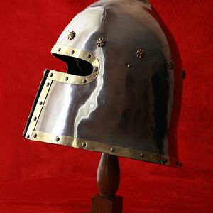 Mittelalter Barbuta Helm Mit Messingverzierungen
