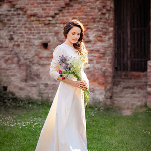 Mittelalter Chemise aus Baumwoll-Leinen-Mischgewebe „Ellette” Damen Untertunika