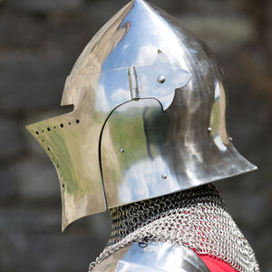 Mittelalter Helm Barbuta Italien mit Gesichtsschutz
