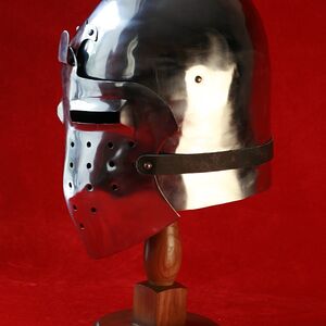 Mittelalter Helm Beckenhaube "Klappvisier"
