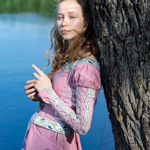 Mittelalter Kleid aus Baumwolle „Seerosen“ mit Puffärmeln