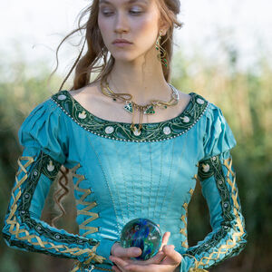 Mittelalter Kleid aus Baumwolle „Seerosen“ mit Puffärmeln
