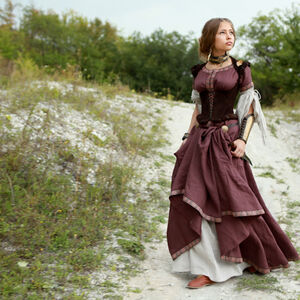 Mittelalter Leinenkleid mit Lederkorsett „Bogenschützin”