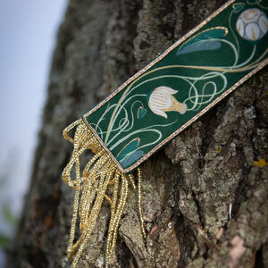 Mittelalter Kostüm für Hochzeit „Seerosen“: Kleid mit Stoffgürtel und Seidenschleier