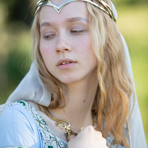 Mittelalter Kostüm für Hochzeit „Seerosen“: Kleid mit Stoffgürtel und Seidenschleier