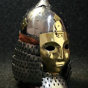 Mittelalter Slawischer Helm, Kegelform Mit Gesichtsmaske