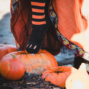 Mittelalterliche Baumwollsocken mit Querstreifen Halloween Edition