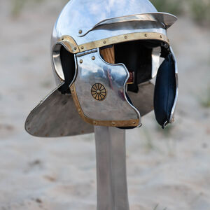 Römischer Coolus Helm „Cassius” aus Edelstahl und Messing