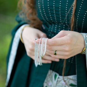 Sale: Baumwollkleid mit langen Ärmeln & plissiertem Oberteil „Seerosen” | Grüne Popeline