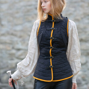 Sale: Frauen Gambeson aus Leinen „Dunkler Stern” | Olivgrünes Leinen | Größe 0