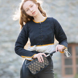 Sale: Frauen Gambeson aus Leinen „Dunkler Stern” | Olivgrünes Leinen | Größe 0