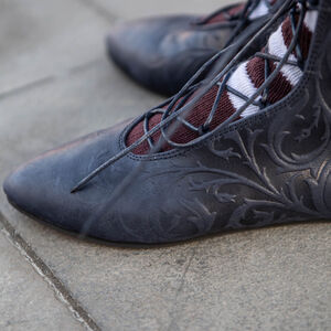 Sale: Geprägte Lederschuhe „Renaissance Erinnerung” | Mattblaues Leder | EU Gr. 40