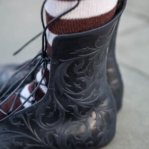 Sale: Geprägte Lederschuhe „Renaissance Erinnerung” | Mattblaues Leder | EU Gr. 40