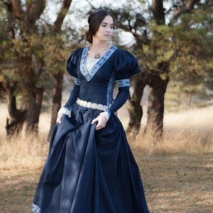 Sale: Kleid „Prinzessin im Exil“ | Dunkelblaue Baumwolle | Größe 12