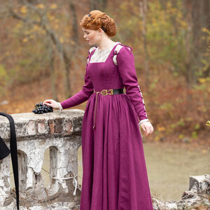 Sale Korsett Kirtle Kleid aus Leinen „Deutsche Rose“ | Burgundrot | Größe 10
