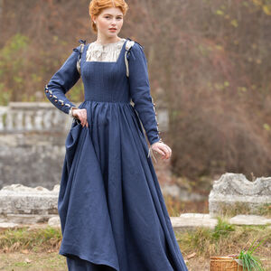Sale Korsett Kirtle Kleid aus Leinen „Deutsche Rose“ | Burgundrot | Größe 10