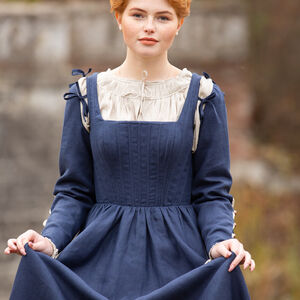 Sale Korsett Kirtle Kleid aus Leinen „Deutsche Rose“ | Burgundrot | Größe 10