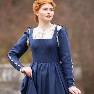 Sale Korsett Kirtle Kleid aus Leinen „Deutsche Rose“ | Burgundrot | Größe 10