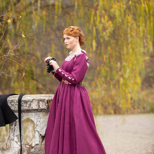 Sale Korsett Kirtle Kleid aus Leinen „Deutsche Rose“ | Burgundrot | Größe 10