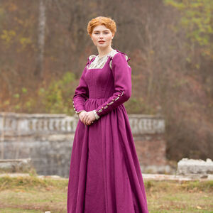 Sale Korsett Kirtle Kleid aus Leinen „Deutsche Rose“ | Burgundrot | Größe 10