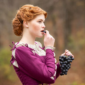 Sale Korsett Kirtle Kleid aus Leinen „Deutsche Rose“ | Violettes Leinen | Größe 10