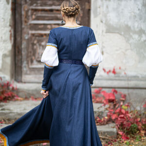 Sale: Leinenkleid mit Ärmeln „Schlüsselhalterin” | Blaues Leinen | Größe 0