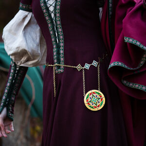 Sale: Messingspiegel „Schlüsselhalterin“ | Emaillemuster | Messing hat eine Patina