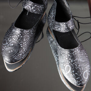 Sale: Mittelalter-Damenschuhe aus Leder | Blau auf Schwarz | EU-Größe 36