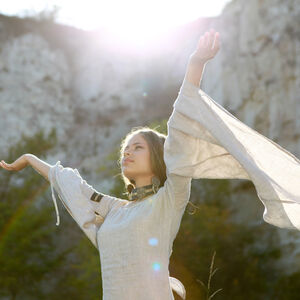 Sale: Mittelalter Tunika „Bogenschützin“ | Baumwoll-Leinen-Mischung