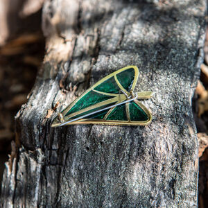 Sale: Paar der Nadel aus Emaille und Messing „Seerosen”