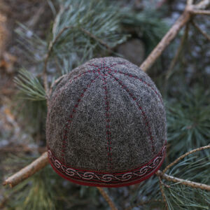 Sale: Wikinger Wintermütze aus Wolle mit Handstichen „Sigfus der Schild“